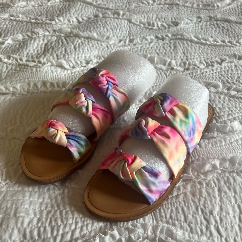 Gianni Bini Tie Dye 3-Knot Slide Sandals